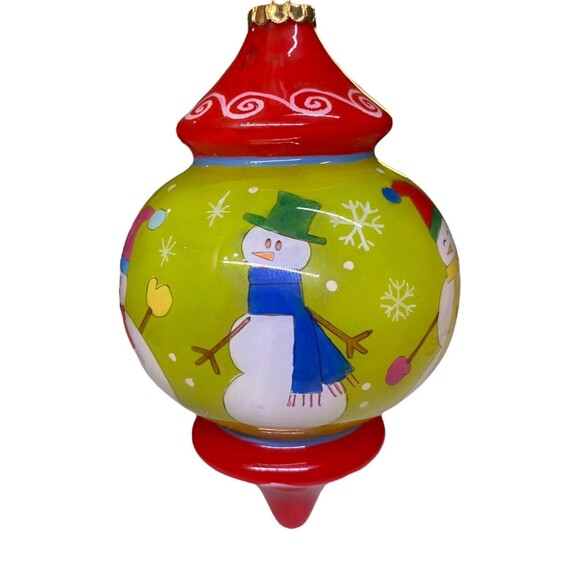 Pier 1 LI BIEN SNOWMAN Ornament Painted Glass Christmas Merry Bright 2008 w/ Box - Picture 2 of 12